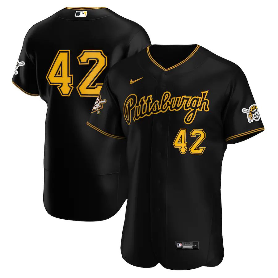 Mens Pittsburgh Pirates #42 Nike Black Alternate Jackie Robinson Day Authentic MLB Jerseys->pittsburgh pirates->MLB Jersey